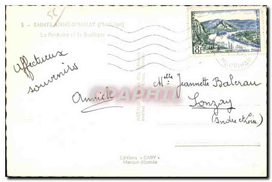 Sainte-Anne-d'Auray — La Fontaine et la Basilique — Éditions GABY — Verso