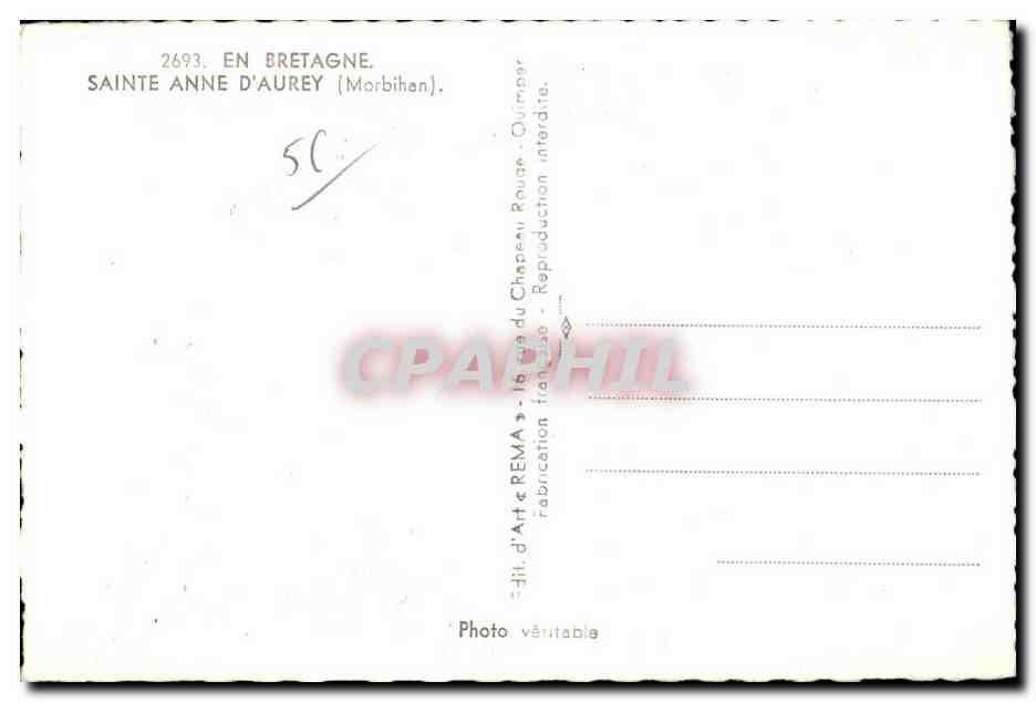 Sainte Anne d Auray - En Bretagne - CPSM — Verso