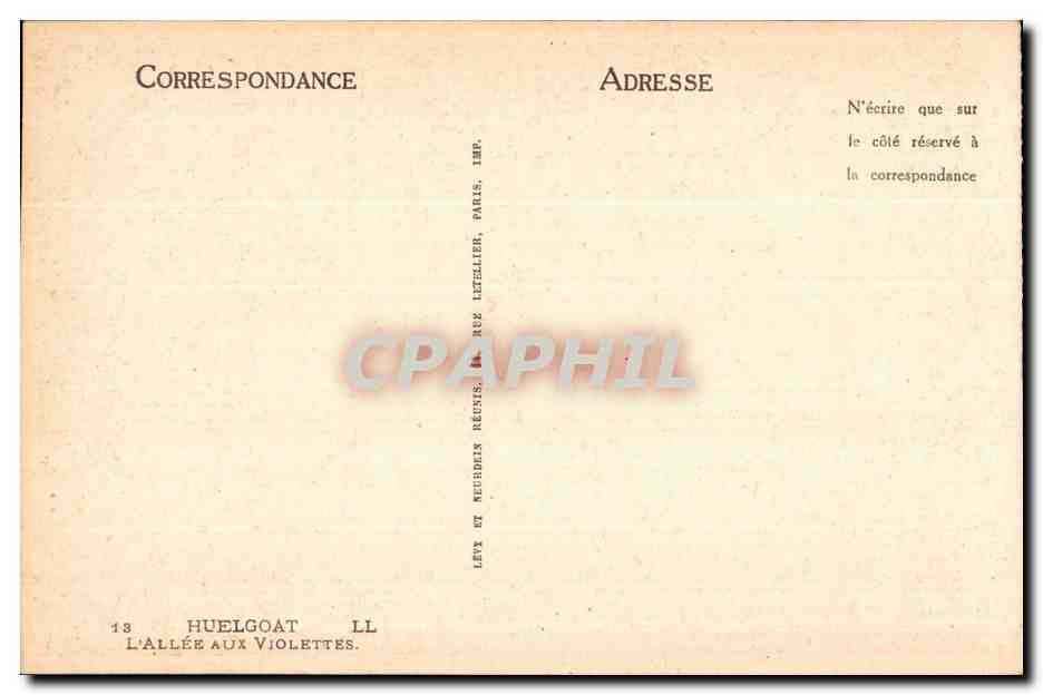 Le Huelgoat - L Allee aux Violettes - CPA  — Rückseite