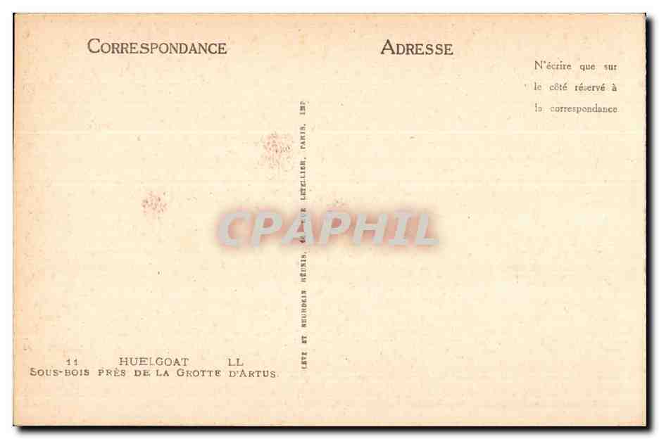 Le Huelgoat - Sous bois pres de la Grotte d Artus - CPA  — Rückseite