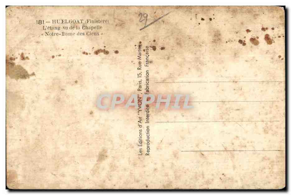 L'étang vu de la Chapelle — Notre-Dame des Cieux — Huelgoat, Finistère — Éditions d'Art 'Yvon' — Reverso