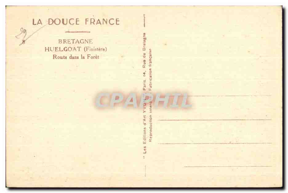 Le Huelgoat - Route dans la Foret - CPA  — Rückseite