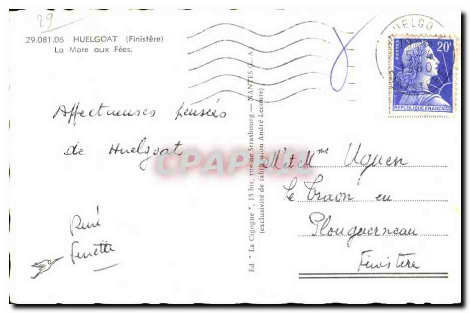 Le Huelgoat - La Mare aux Fees - CPSM  — Rückseite