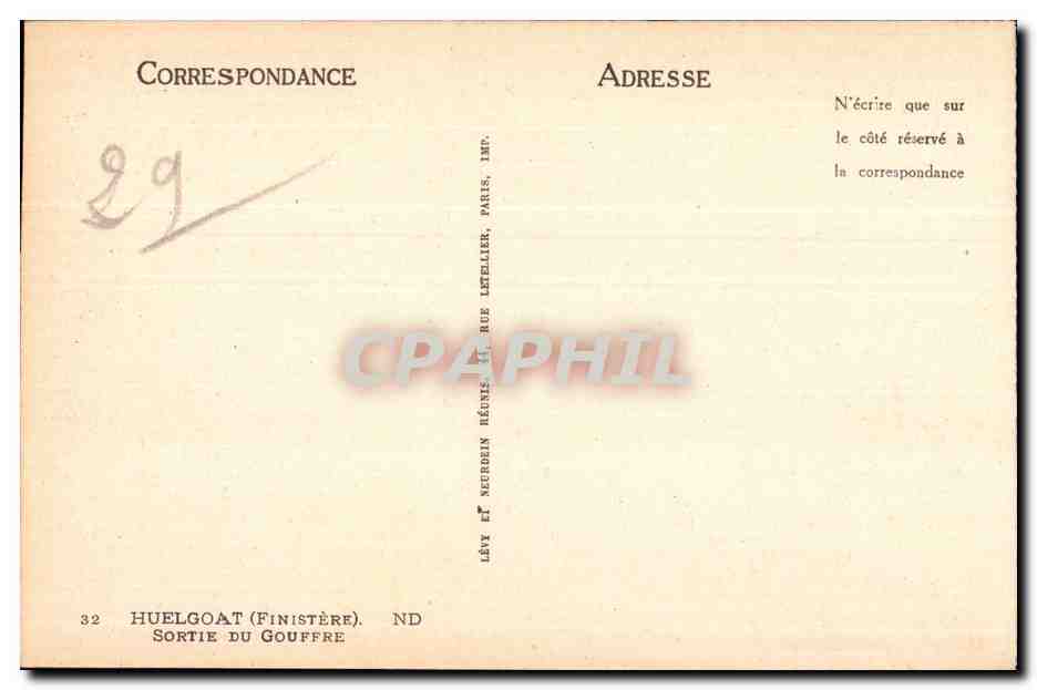 Le Huelgoat - Sortie du Gouffre - CPA  — Rückseite
