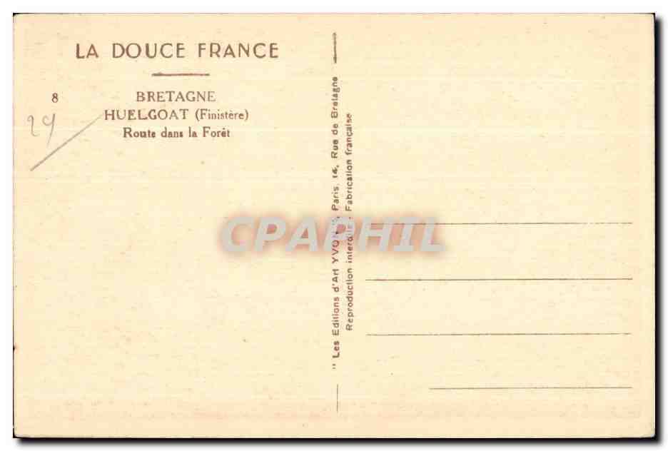 Huelgoat - Route dans la foret - CPA  — Rückseite