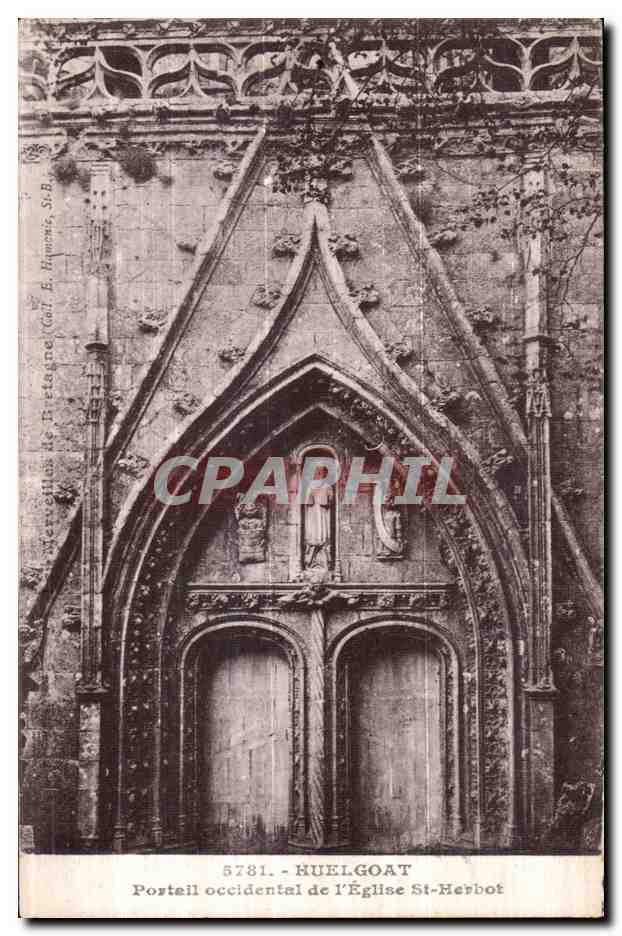 Huelgoat - Eglise Saint Herbot - Portail - CPA 