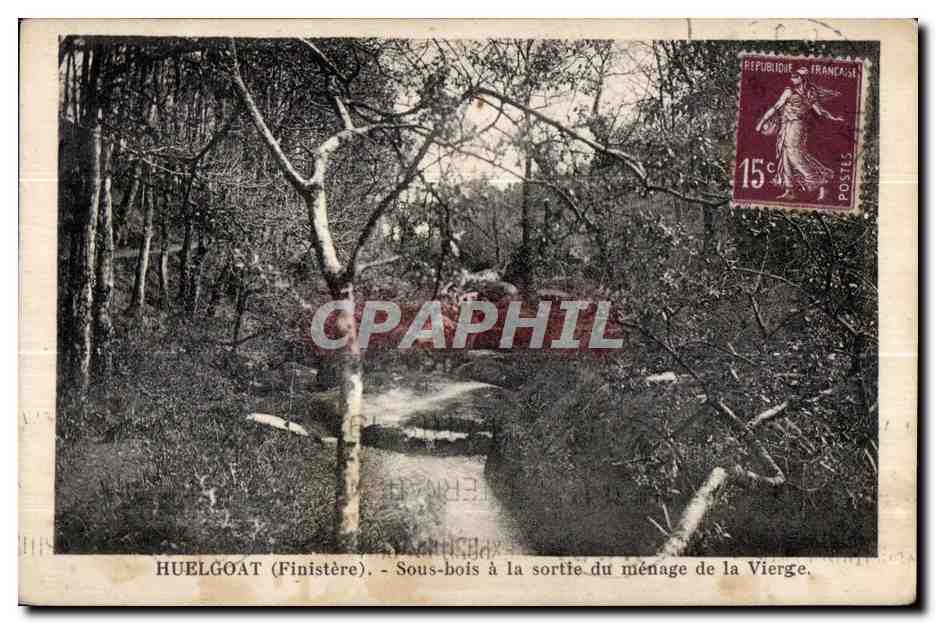 CPA Huelgoat (Finistere) Sous bois a la sortie du menage de la Vierge