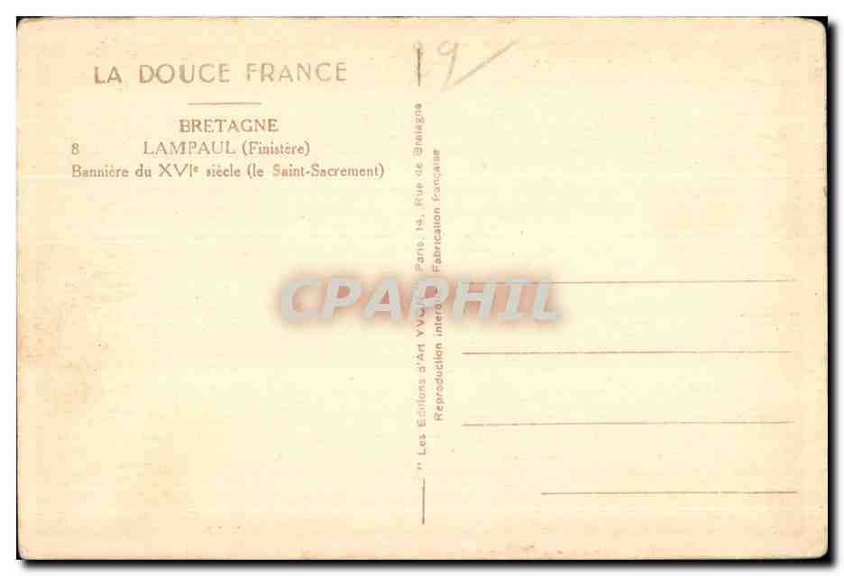 CPA Lampaul (Finistere) Banniere du XVI siecle (le Saint Sacrement) — Rückseite