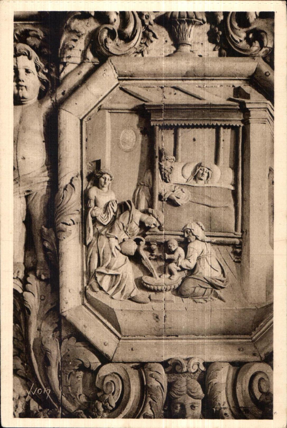 CPA Lampaul (Finistere) La Nativite de la Vierge (Retable du XVII siecle)