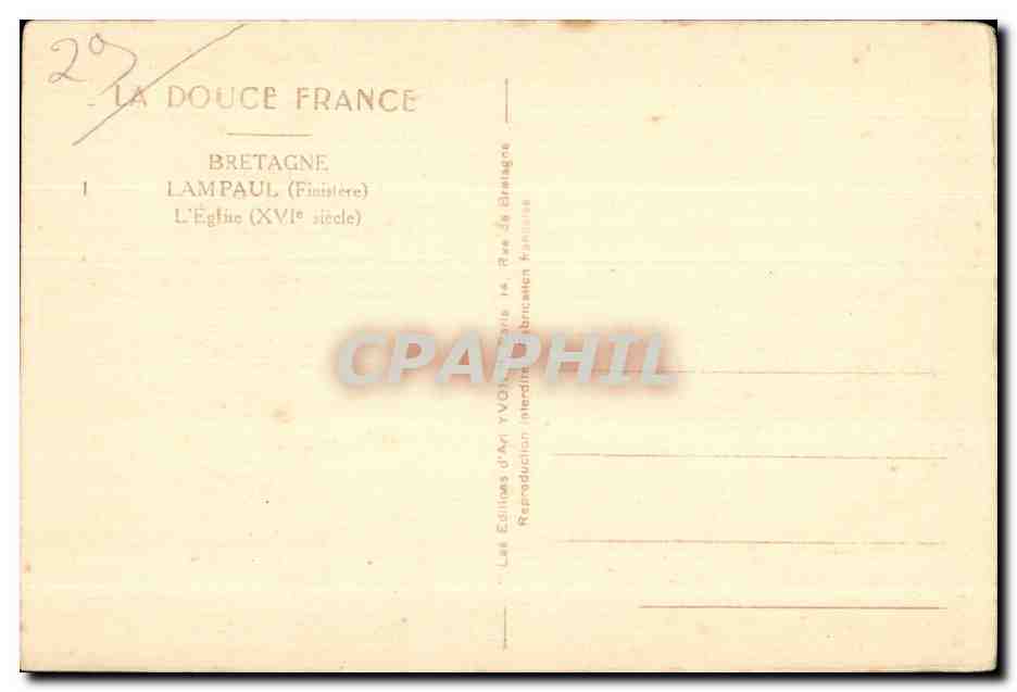 CPA Lampaul (Finistere) L eglise (XVI siecle) — Rückseite