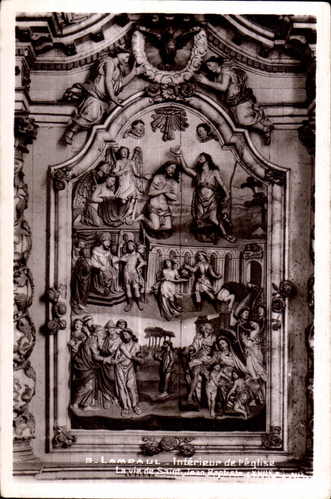 CPA Lampaul Interieur de l eglise La vie de Saint Lean Baptiste (XVII siecle)