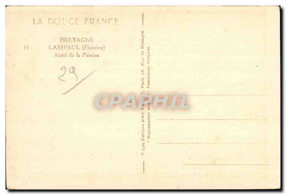 CPA Lampaul (Finistere) Autel de la Passion — Rückseite