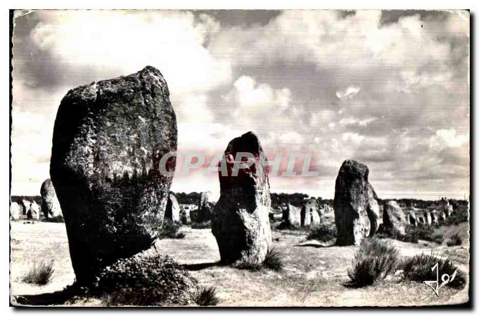 CPA Carnac (Morbihan) Les monumets megalithiques Les alignements du Menec Comprennent Plus de mille menhiirs sur une 