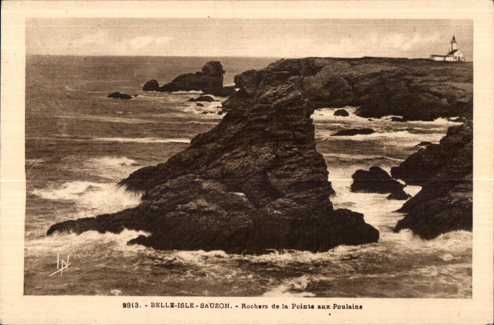 Belle-Île-Sauzon — Felsen der Pointe aux Poulains — Verleger Laurenting, Rennes, Nr. 2913