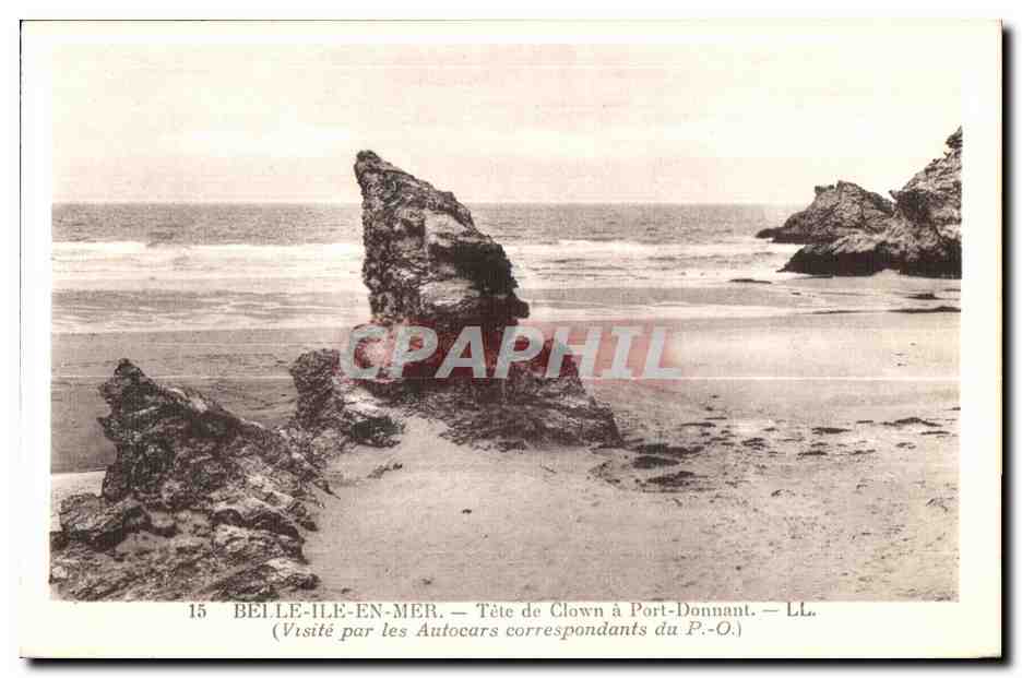 Belle-Île-en-Mer — Tête de Clown à Port-Donnant — LL. — Visité par les Autocars correspondants du P.-O.