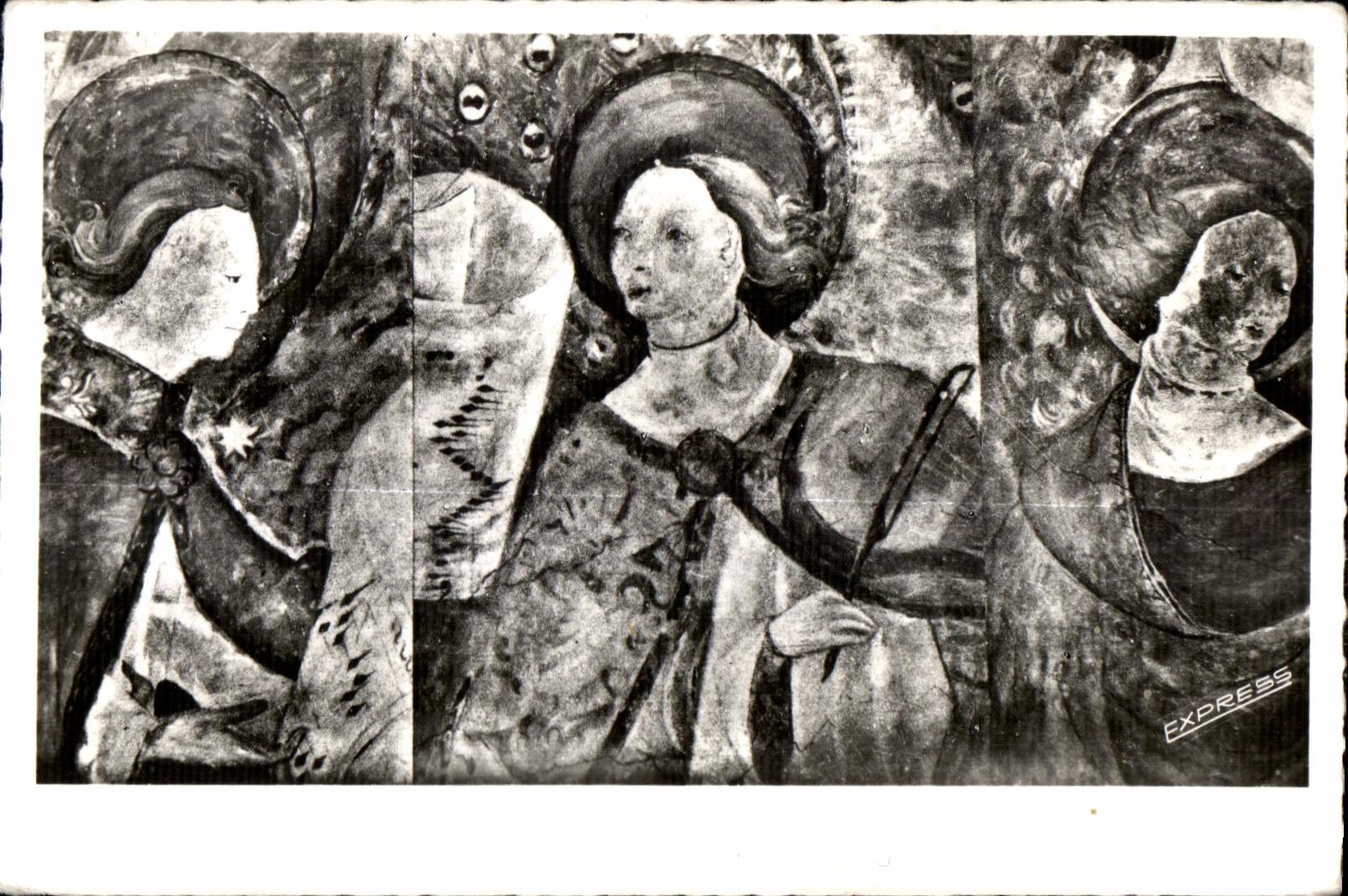 CPSM Kernascleden (Morbihan) Fresques du XV siecle Details des Auges musiciens