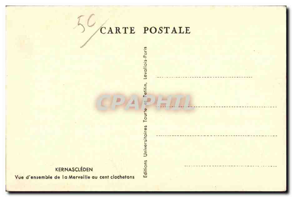 CPA Kernascleden Vue d ensemble de la Merveille au cent clochetans — Rückseite