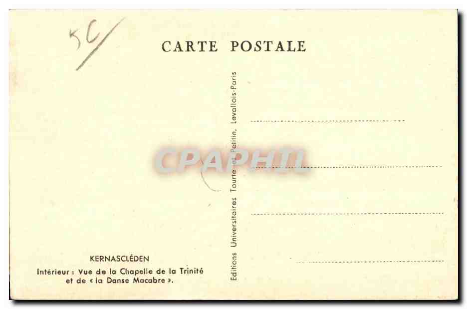 CPA Kernascleden Interieur Vue de la Chapelle de la Trinite et de la Danse Macabre — Rückseite