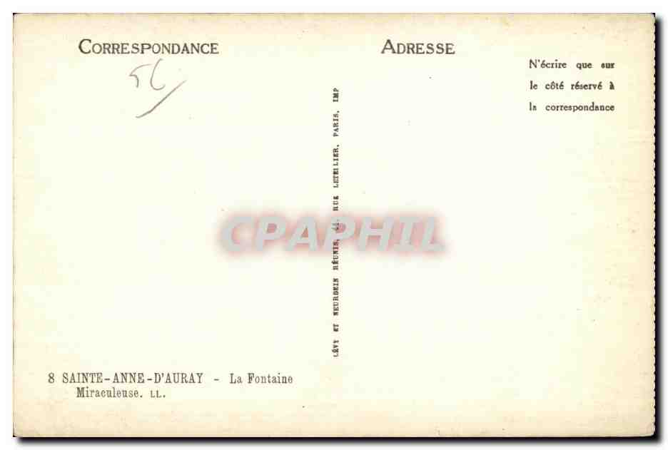 CPA Sainte Anne La Fontaine — Verso