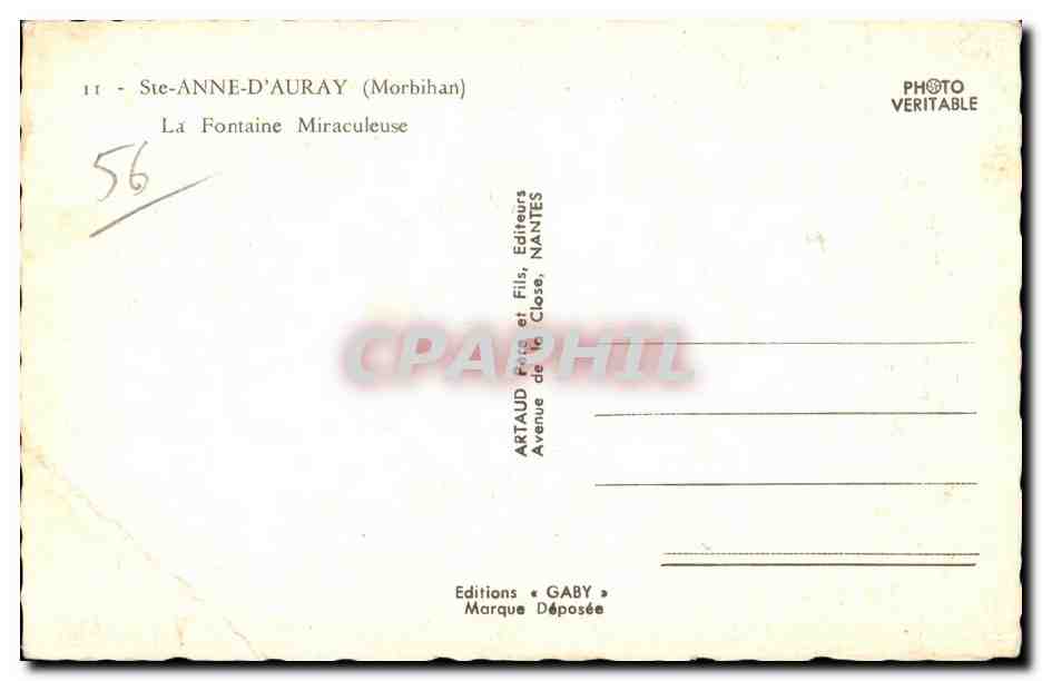 CPSM Sainte Anne D Auray (Morbihan) Le Fontaine Miraculeuse — Verso