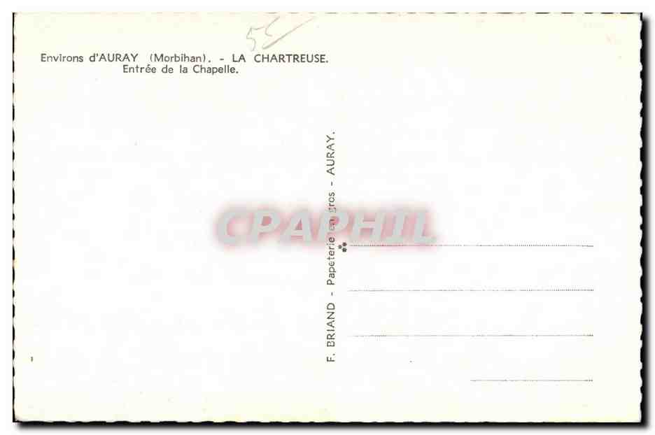 Entrée de la Chapelle — La Chartreuse — F. Briand, Auray — Verso
