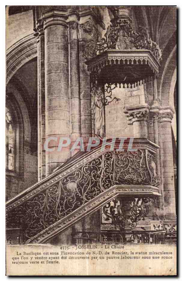 CPA Josselin La Chaire La Basilique est sons l invocation de ND du Roncier la statue miraculense que l on y vencere