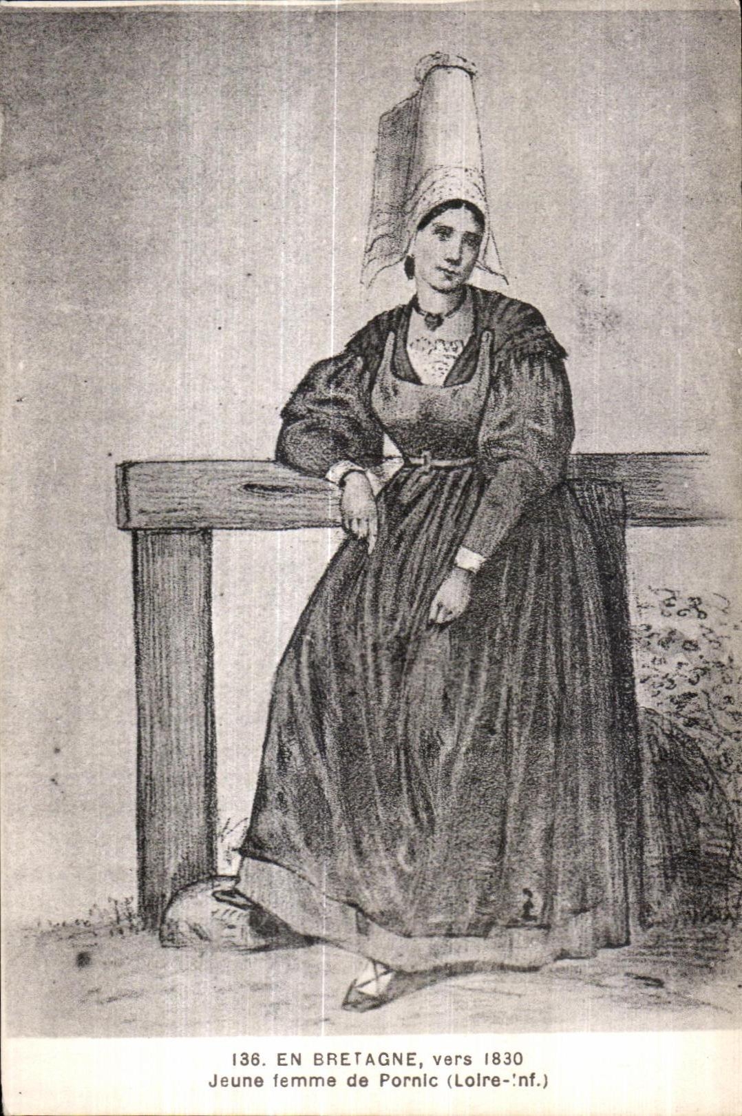 CPA Jeune Femme de Pornic (Loire-Inf ) vers 1835 Folklore Costume