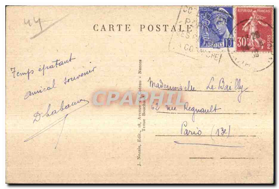 CPA Pornic (L Inf) La plage de la Noveillard — Back