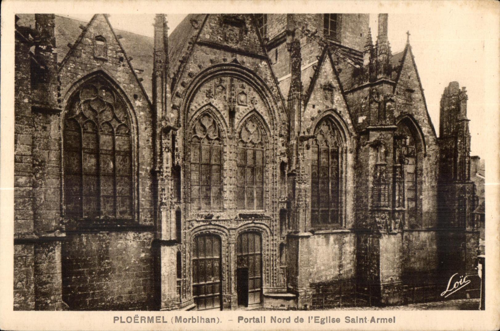 Ploërmel (Morbihan) — Portail Nord de l'Église Saint-Armel — Éditeur Loïc