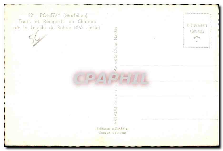 Pontivy (Morbihan) — Tours et remparts du château de la famille de Rohan (XVe siècle) — Éditions Gaby, Nantes — Verso