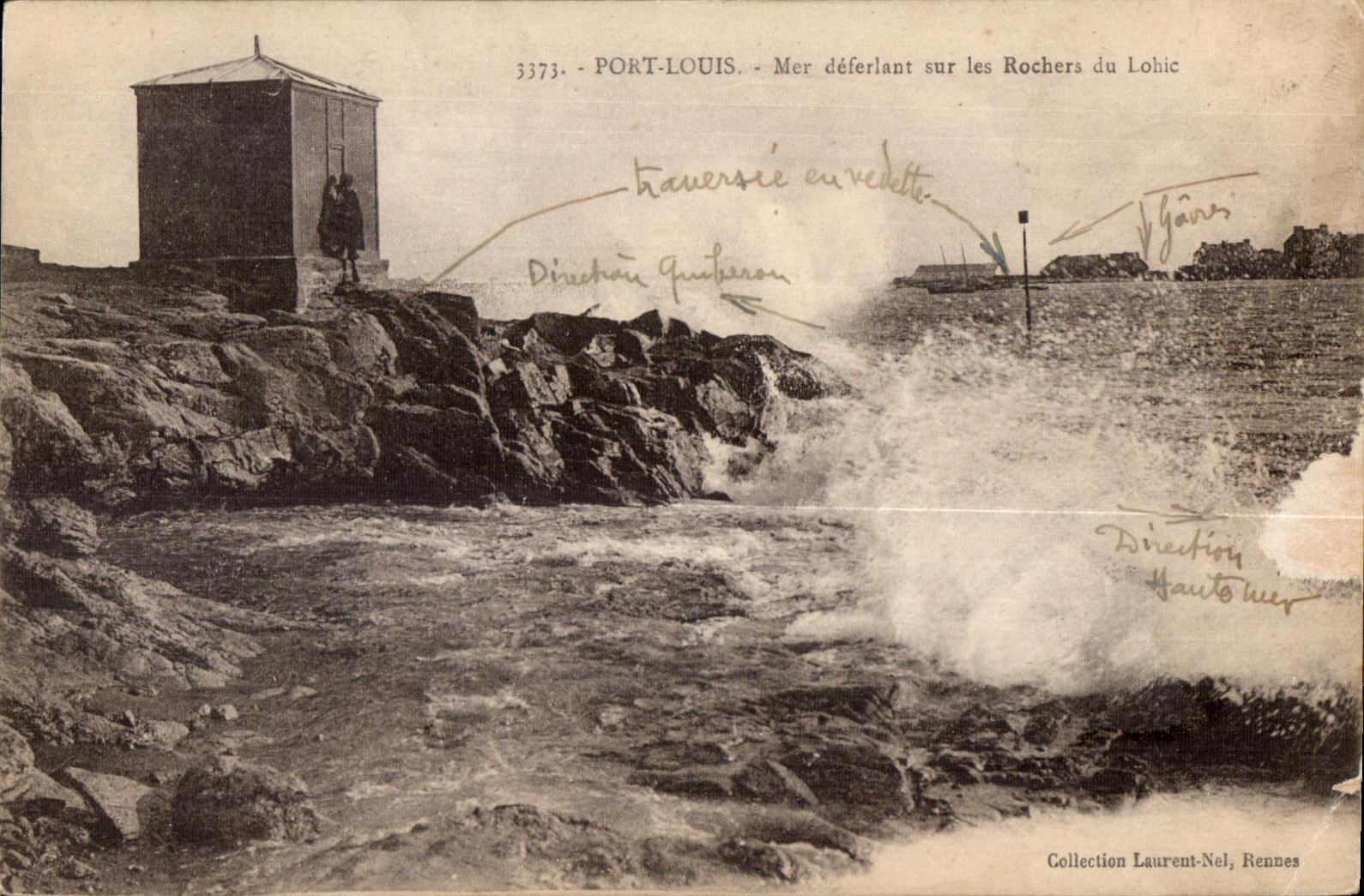 CPA Port Louis Mer deferlant sur les Rochers du Lohic