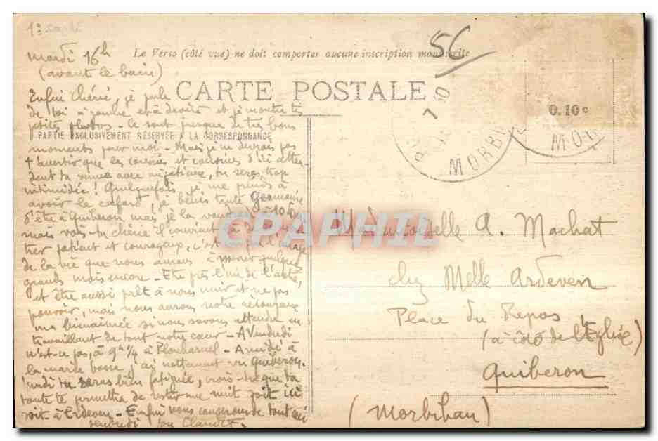 CPA Port Louis Mer deferlant sur les Rochers du Lohic — Rückseite