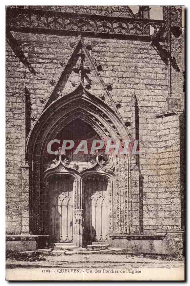 CPA Quelven Un des Porches de L Eglise