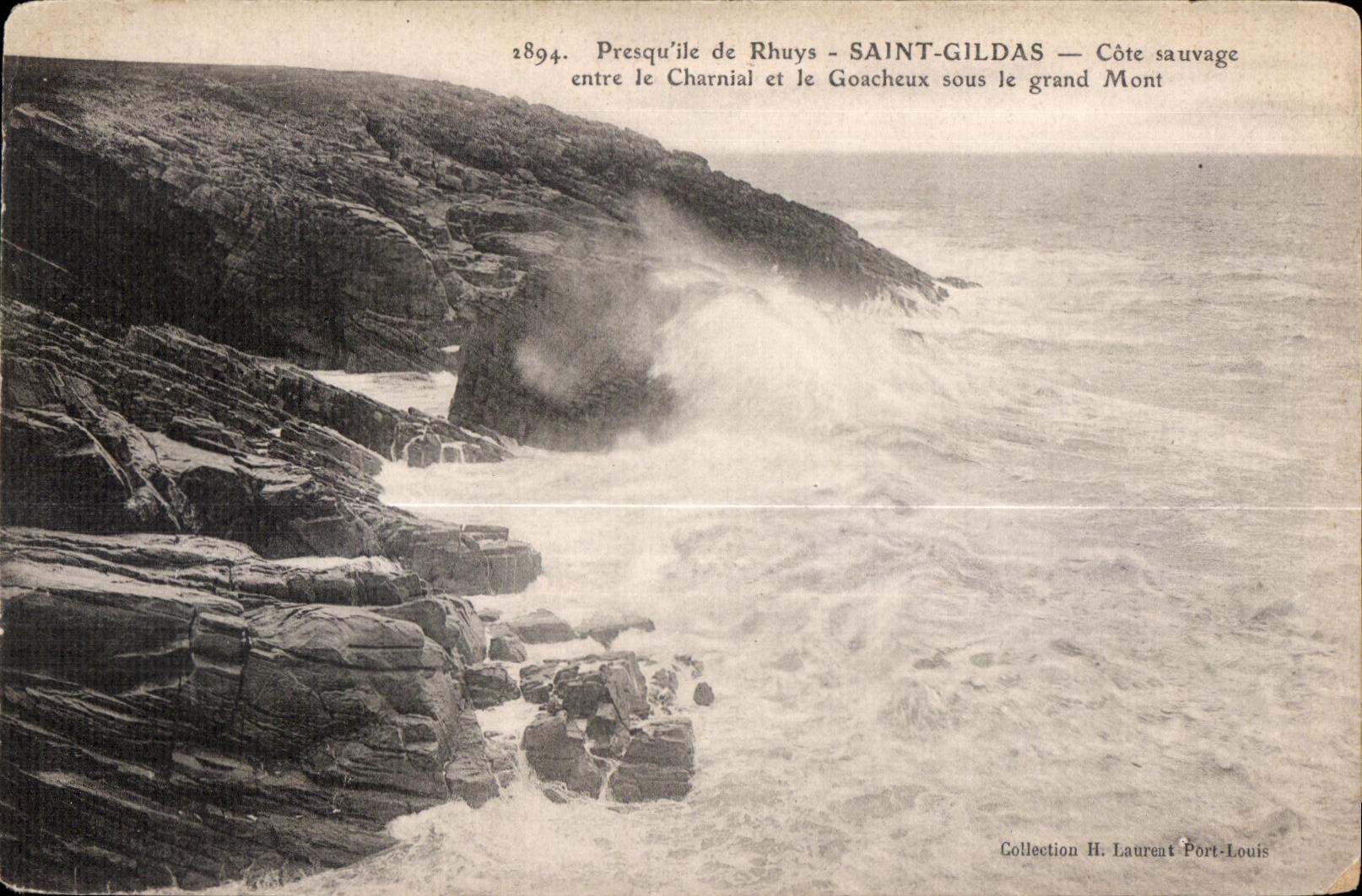 Presqu'île de Rhuys - SAINT-GILDAS — Côte sauvage entre le Charnial et le Goacheux sous le grand Mont — Collection H. Laurent Port-Louis