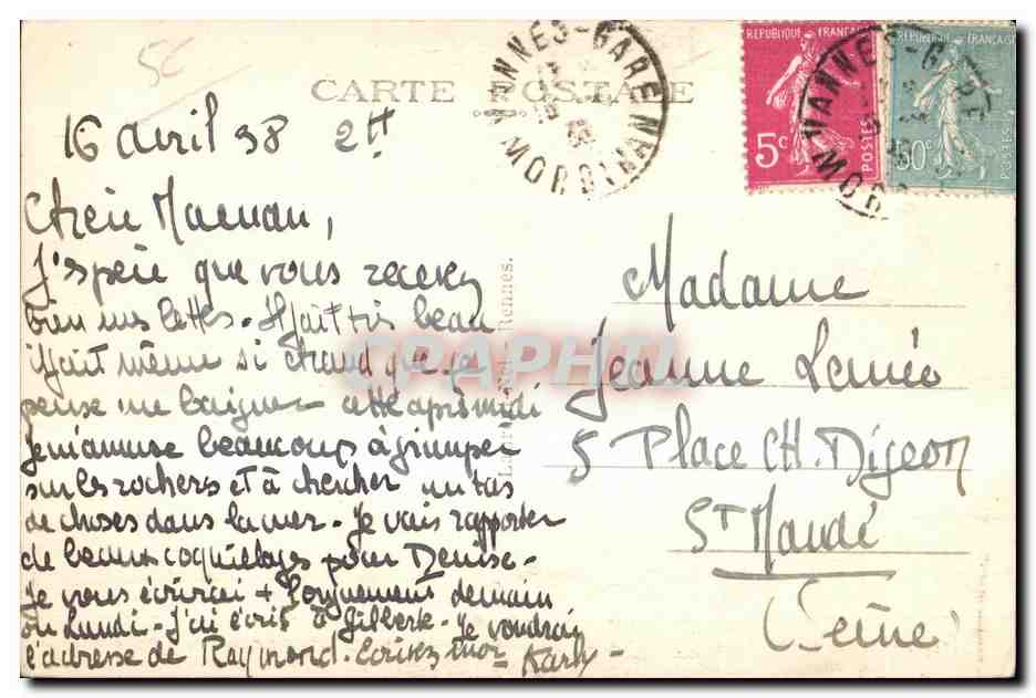 CPA Saint Gildas Presqu ile de Rhuys Charnial et le Goacherux sous le Grand Mont  — Rückseite