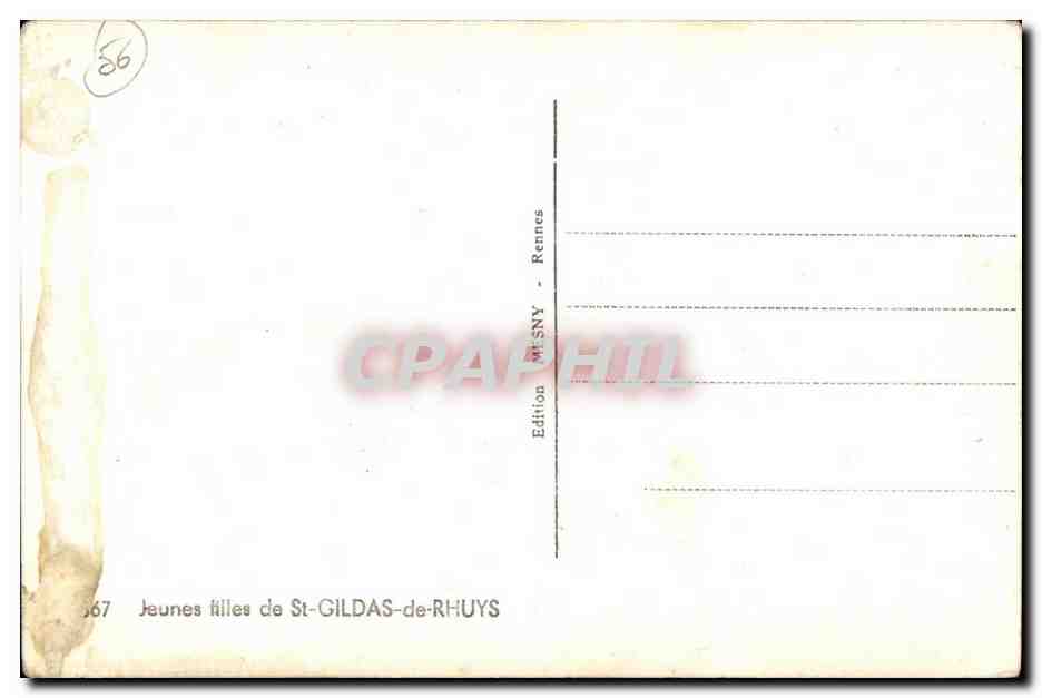 CPA Saint Gildas Rhuys Jeunes filles Folklore Costume — Verso