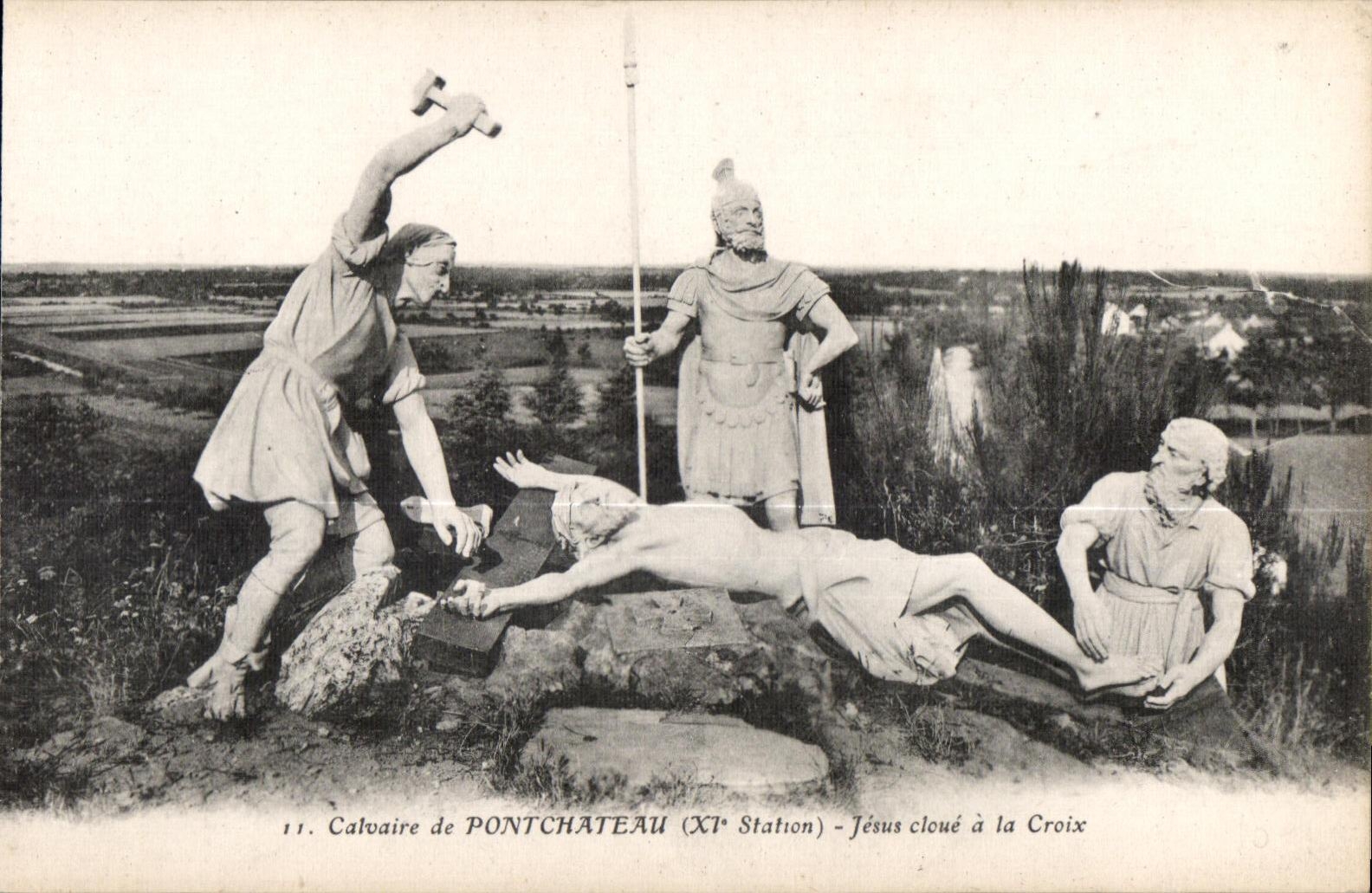 CPA Calvaire de Pontchateau (XI Station) Jesus cloue a la Croix