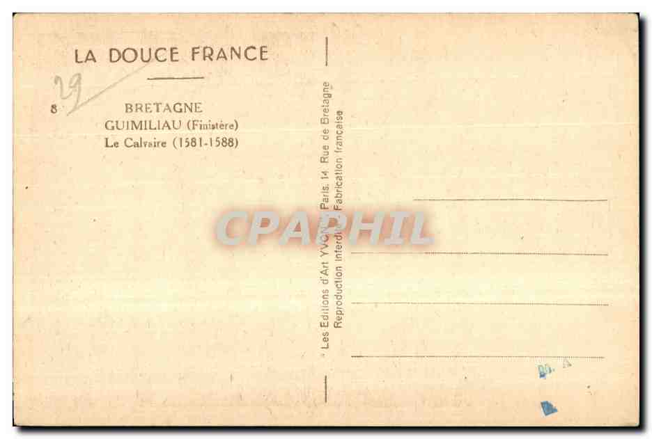 Le Calvaire — Guimiliau (Finiatère) — Éditions d'Art Yvonne — Rückseite