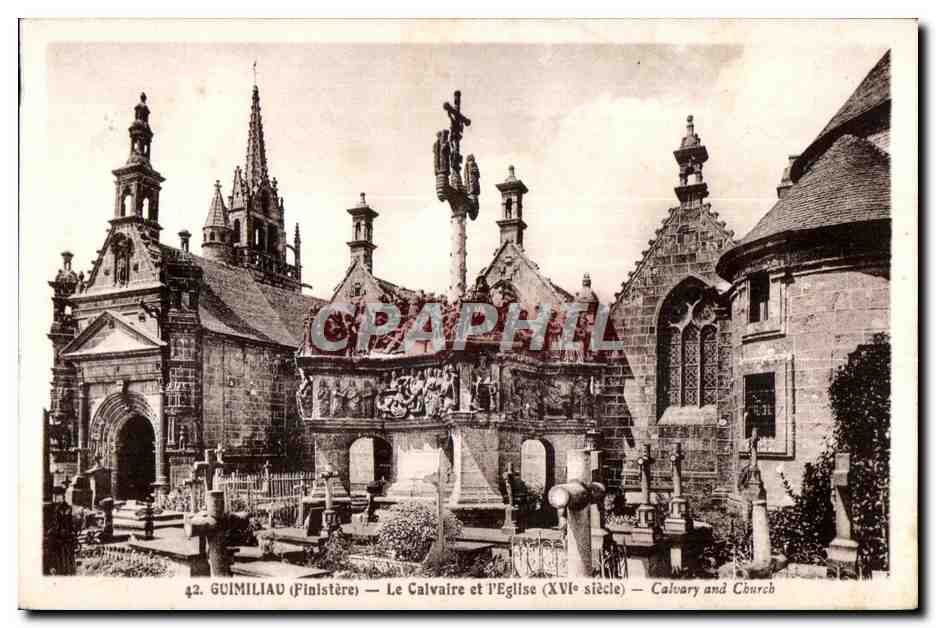 CPA Guimiliau (Finistere) Le Calvaire et l Eglise (XVI siecle) Calvary and cburcb)