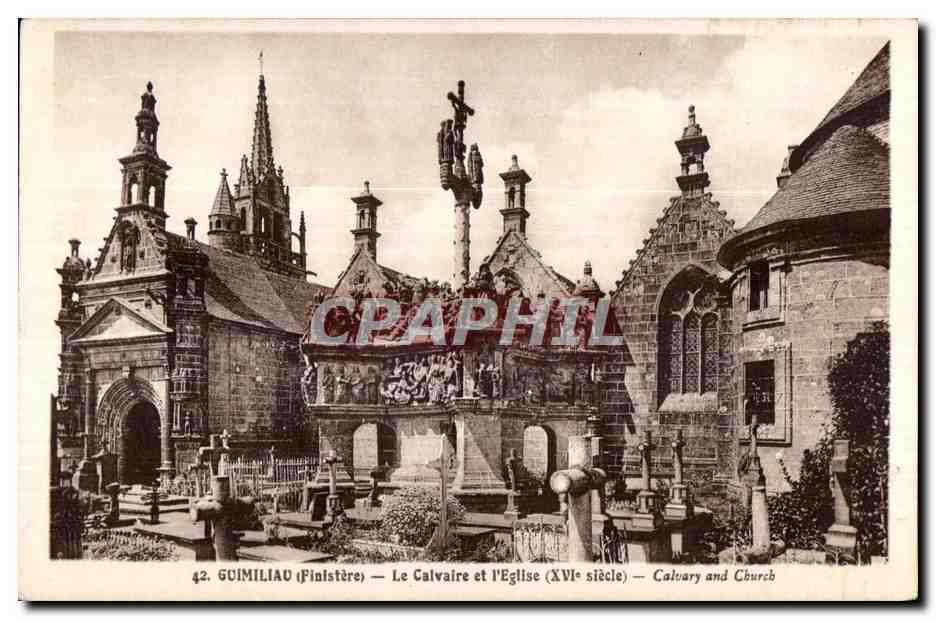 CPA Guimiliau (Finistere) Le Calvaire et l Eglise (XVI siecle) Calvary and cburcb)