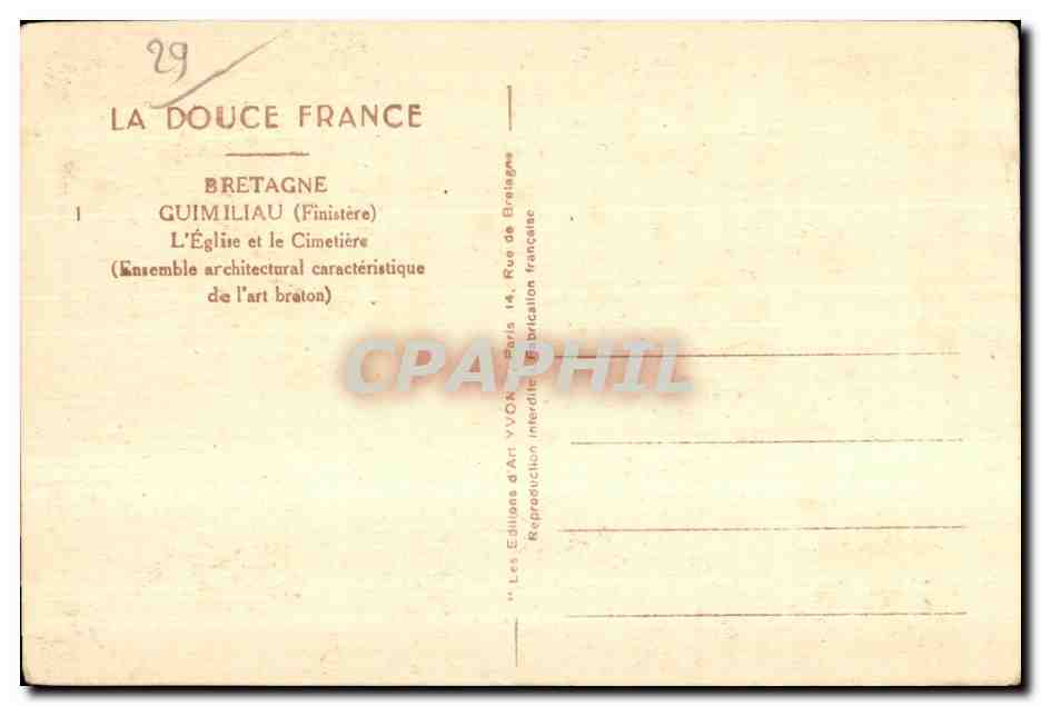 CPA Guimiliau (finistere) L Eglise et le Cimetiere — Rückseite