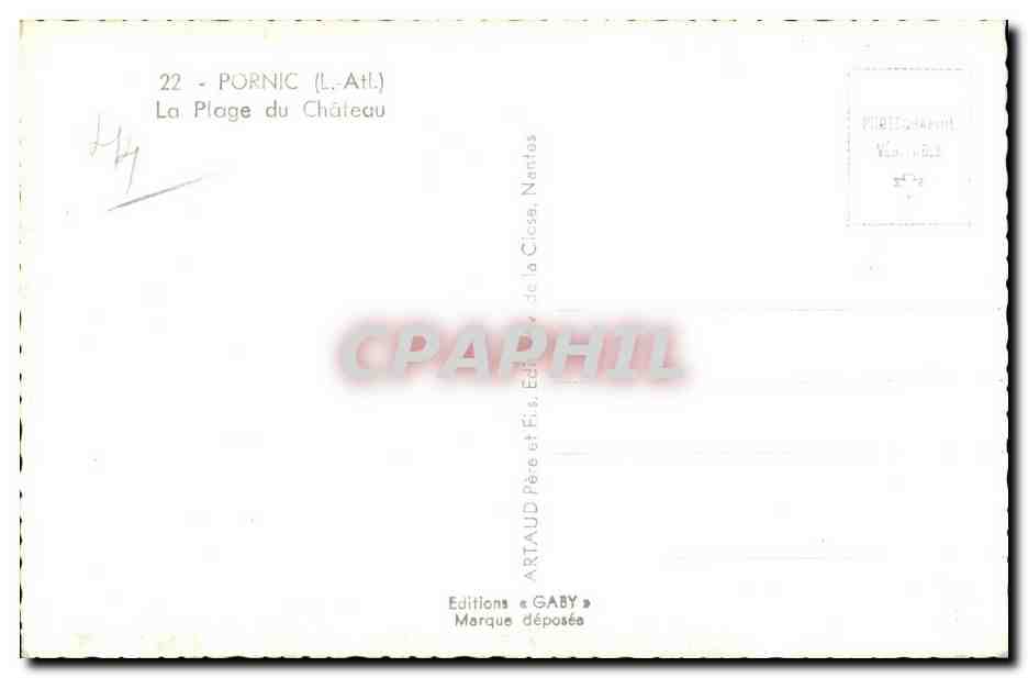 CPA Pornic La Plage du Chateau — Rückseite