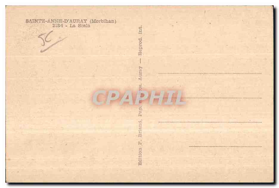 CPA Sainte Anne D Auray (Morbihan) — Verso