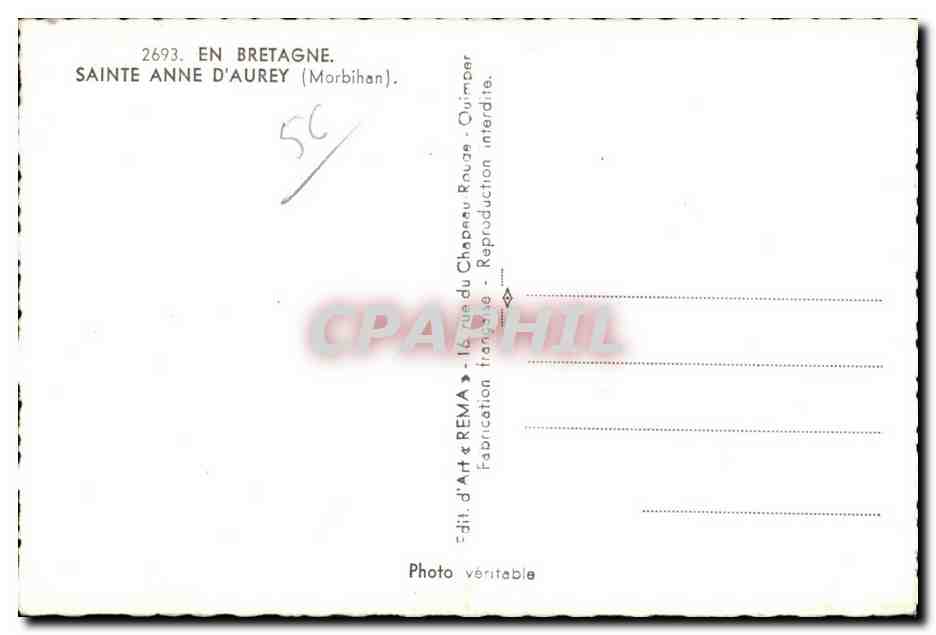 CPA En Bretagne a Sainte Anne D Auray (Morbihan) — Verso