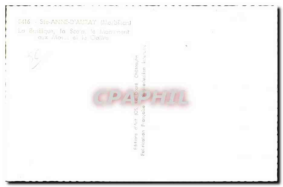 CPA Ste Anne d Auray  — Verso
