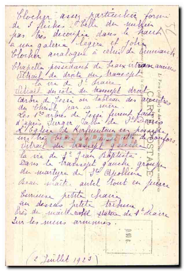 CPA Chapelle St Fiacre pres Le Faouet Cet edifice date du XV siecle  — Rückseite