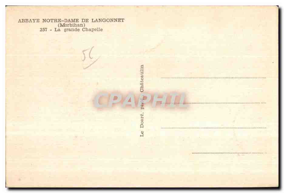 Abbaye Notre-Dame de Langonnet — La grande chapelle — Le Doaré, phot. Châteaulin — Verso