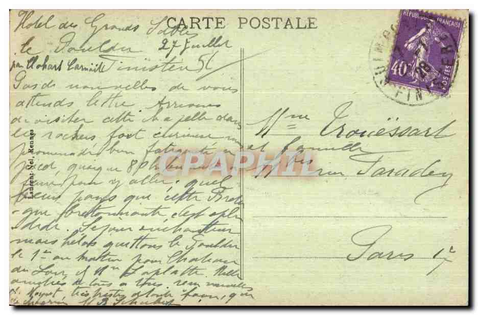 CPA Le Faouet Chapelle Sainte Barbe construite en execution d un vceu par un Seigneur de Toulboudou qui chassant dane le — Rückseite