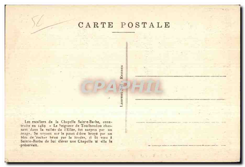 Le Faouet — Chapelle Sainte-Barbe — Les Escaliers — CPAPHIL 309 — Rückseite