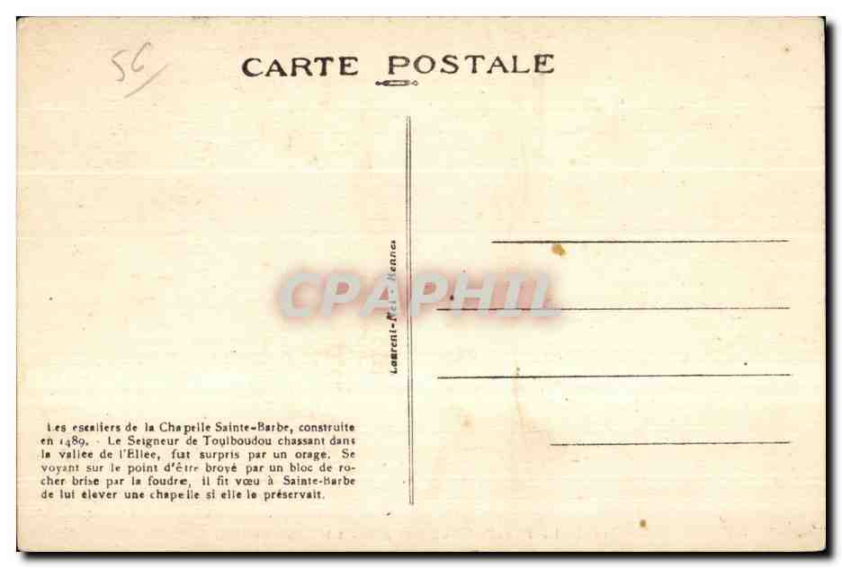 CPA Le Faouet Chapelle Sainte Barbe et Saint Michel — Rückseite